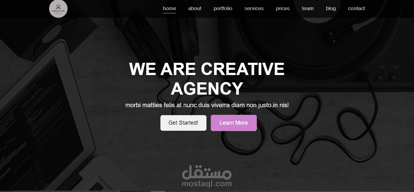 landing page for creative agency