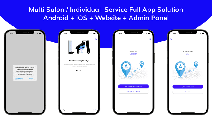 Multi Salon, Individual Appointments Booking System Full App Solution Flutter / Laravel / Angular