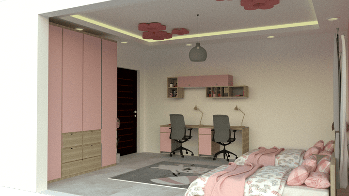 تصميم غرفة بنات لفيلا في الإمارات