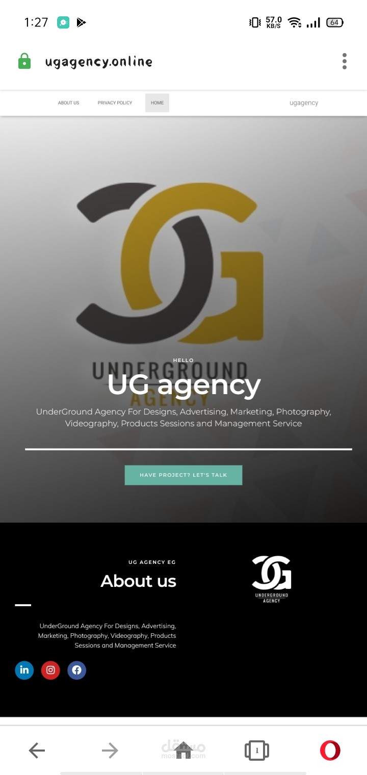 تصميم موقع لشركة UG Agency للتسويق الرقمي