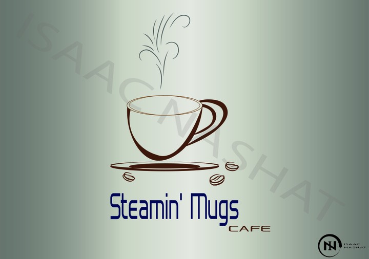 New café logo design called "STEAMIN' MUGS".