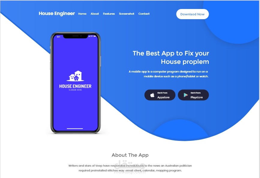تصميم صفحة تعريفية  لتطبيق (landing page(