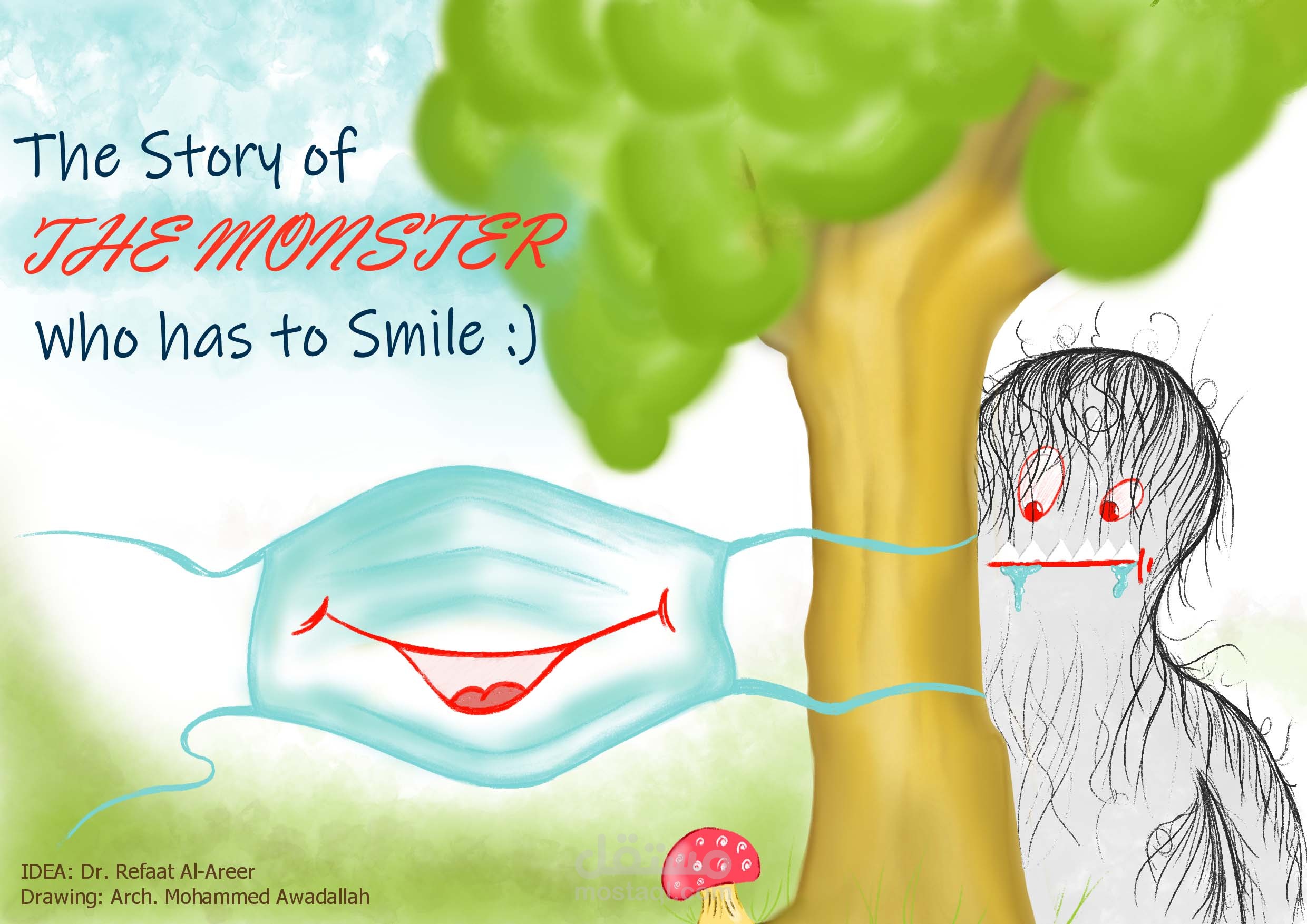 رسم قصة كرتونية بعنوان Fluffy: the Monster Who Has to Smile