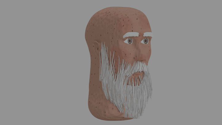old man sculpted head with texture