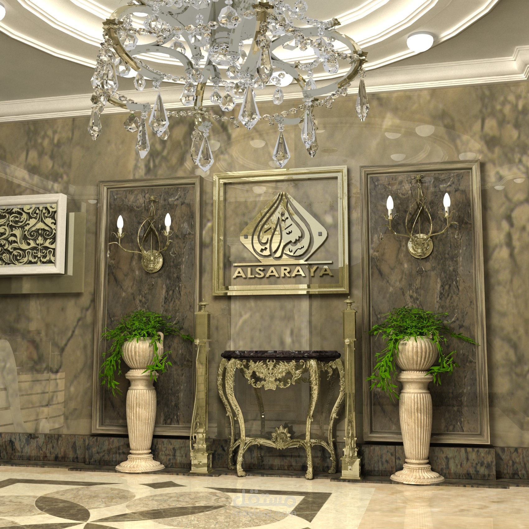 تصميم داخلي لمدخل بناية سكنية