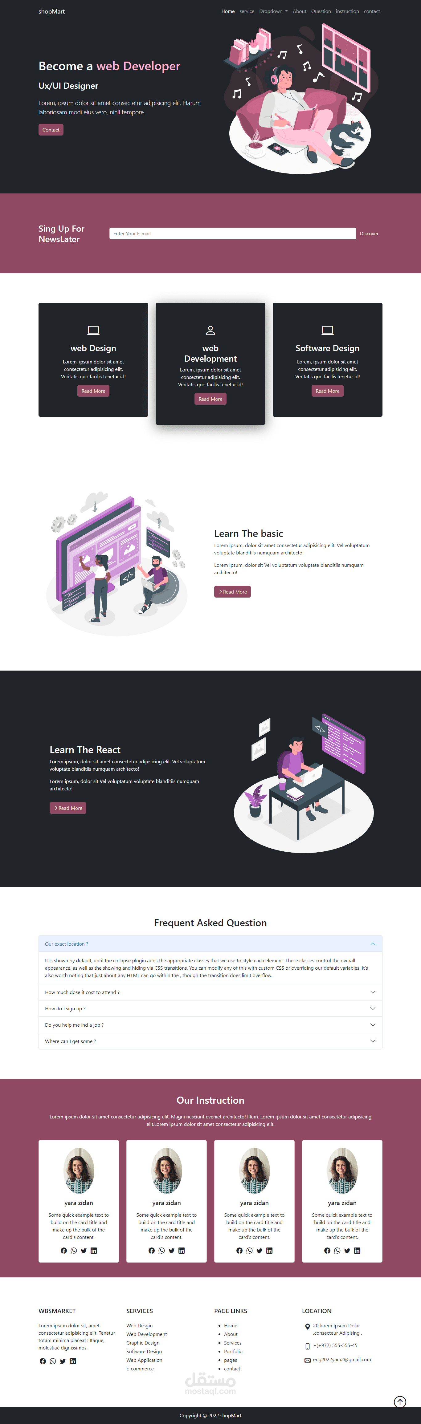 تصميم موقع-landing page -frontend