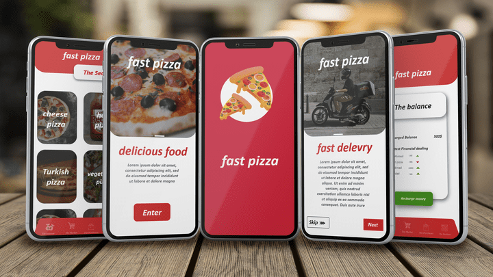 تصميم تطبيق لمحل بيتزا باستخدام adobe xd