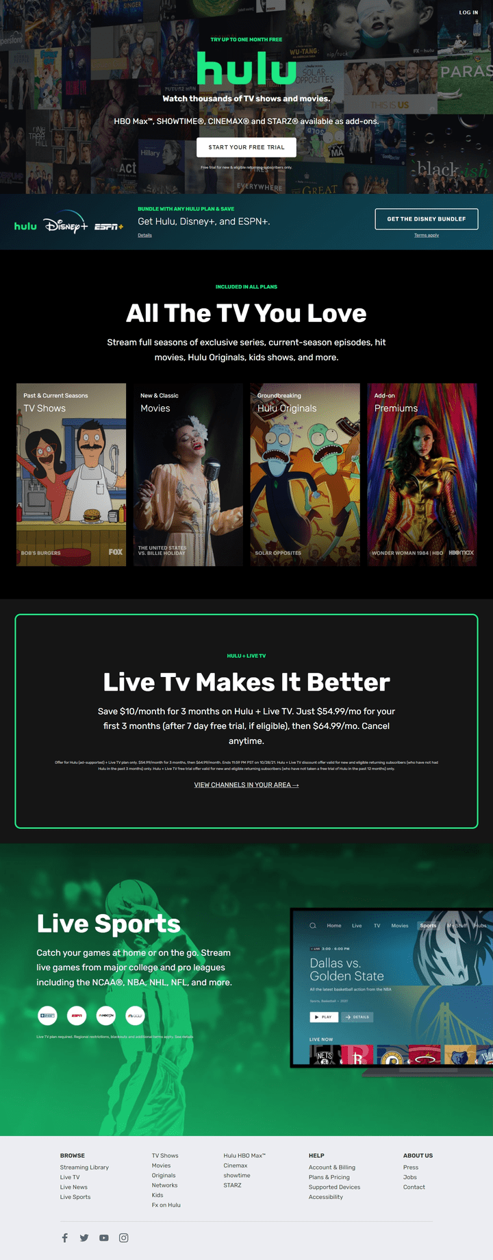 Hulu Home Page