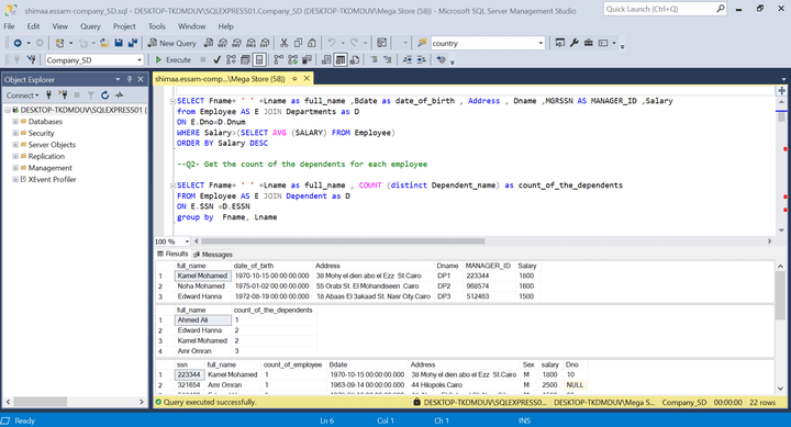 تحليل بيانات الموظفين وإحصائيات الموارد البشرية لشركة باستخدام SQL