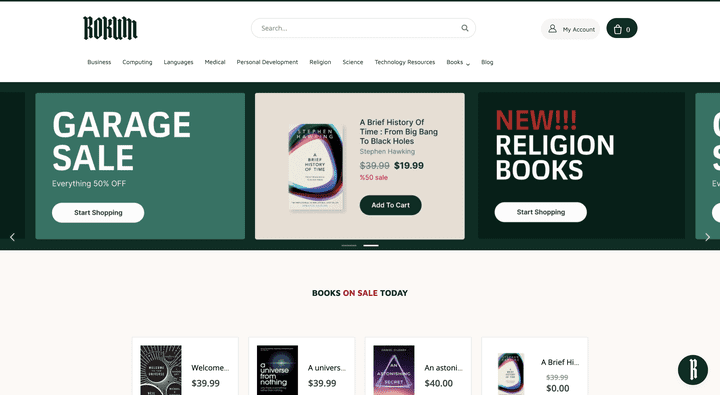 متجر الكتروني لبيع الكتب  باستخدام منصة ماجينتو٢ للشركة السويدية rokum