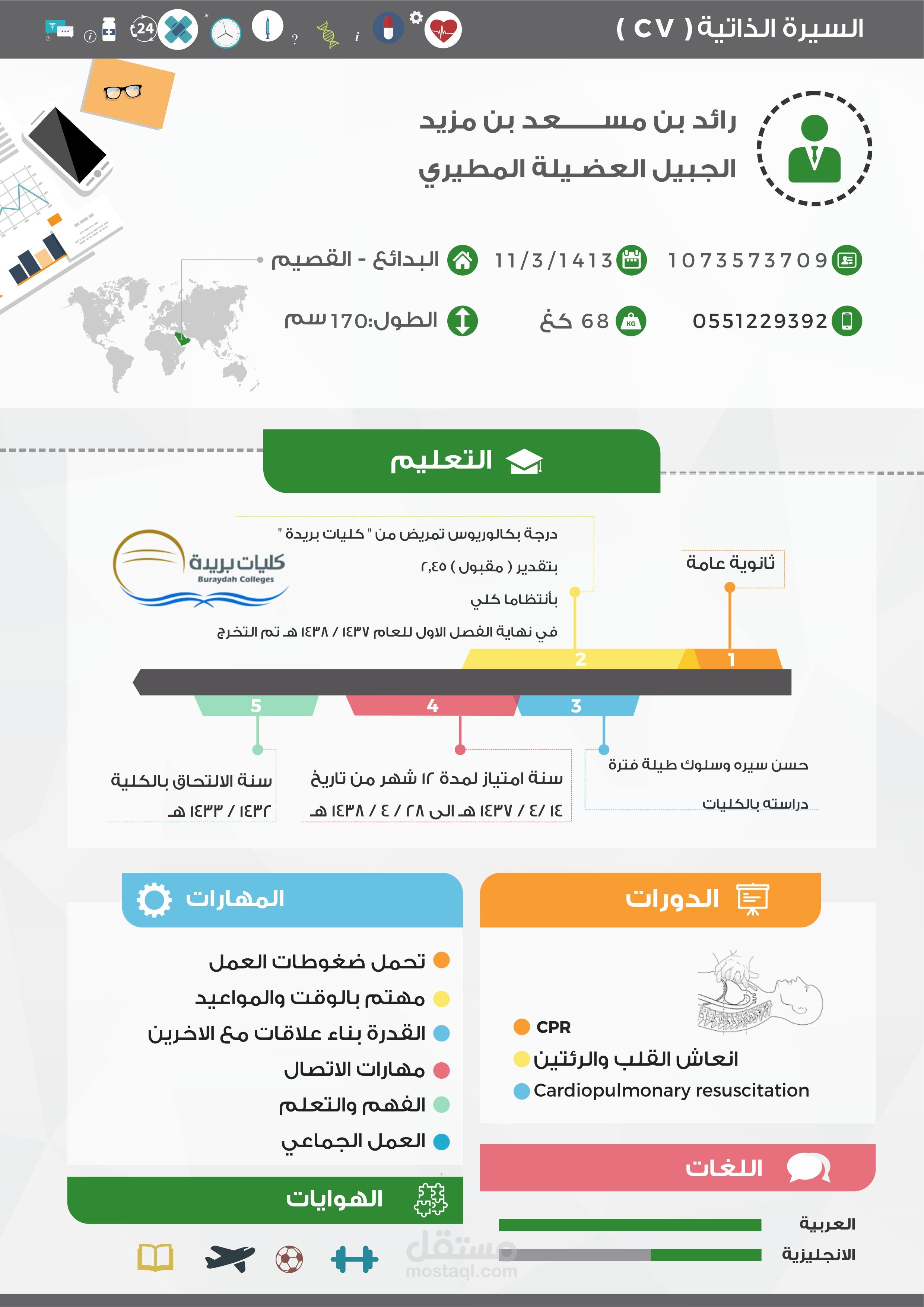 تصميم سيرة ذاتية لصالح رائد المطيري