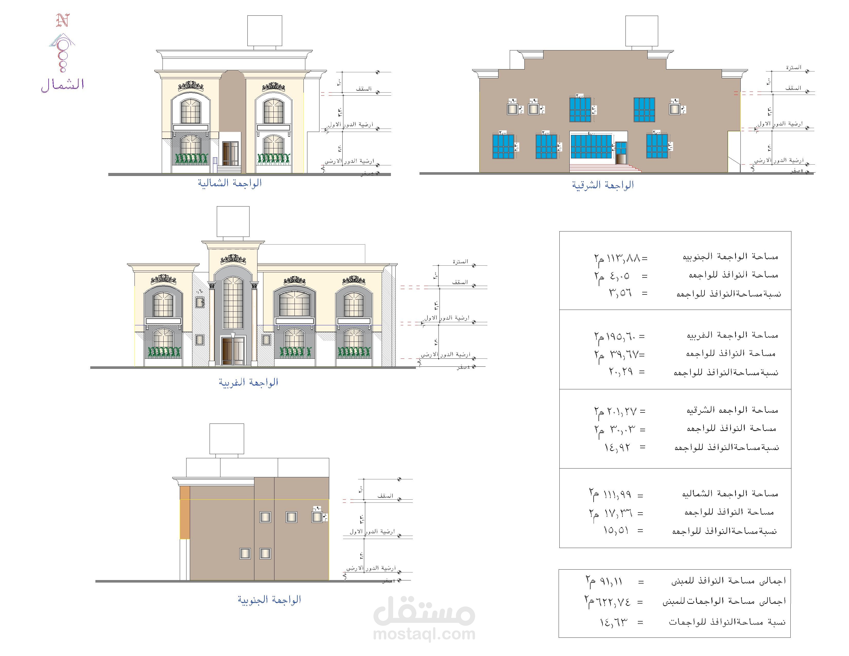 جداول كميات مبنى عظم دورين وملحق ( المملكة السعودية )