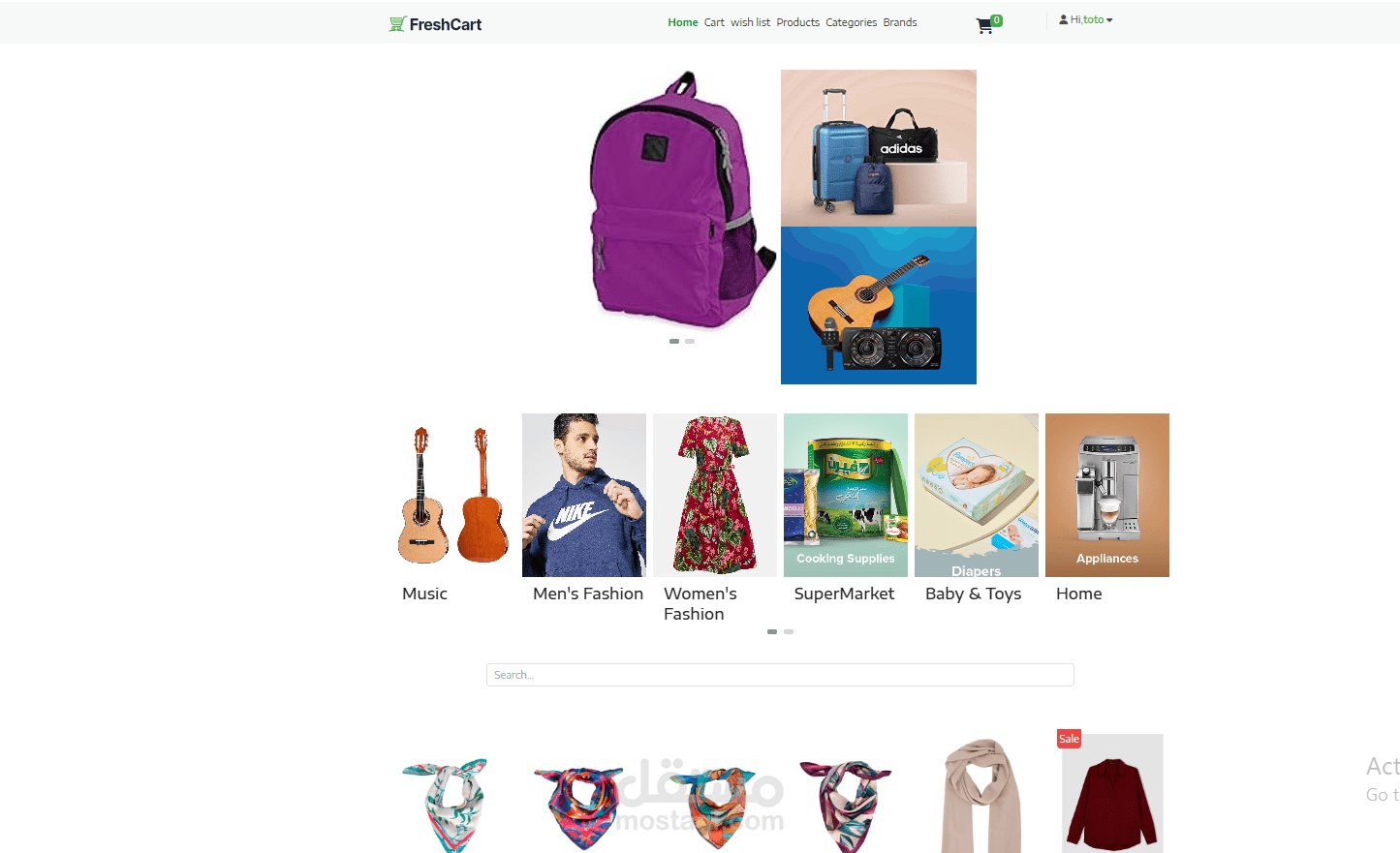 Fresh cart website online store with paymant gateway using react js
