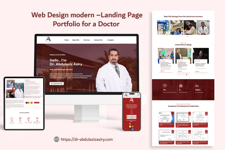 تصميم Landing Page لبروفايل دكتور مع دعم تعدد اللغات