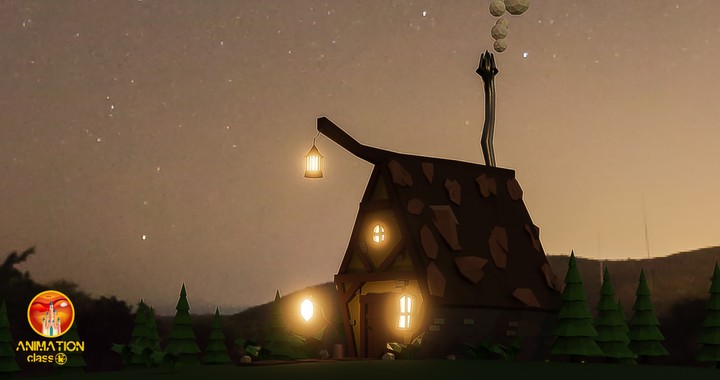 low poly cottage