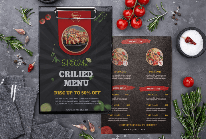تصميم menu لمطعم