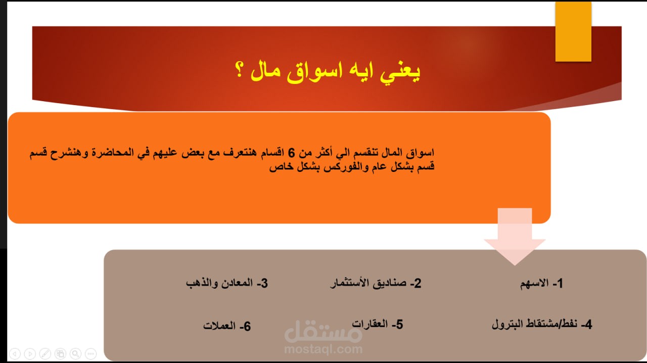 تصميم عرض تقديمي PowerPoint احترافي لصالح أكاديمية ناشئة في المجال الاقتصادي