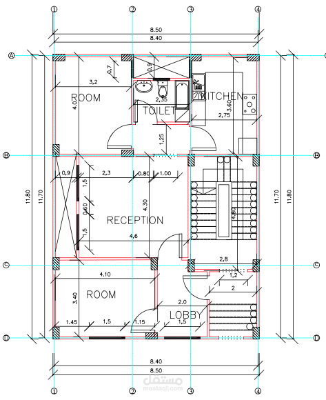 تصميم ورسم CAD لعمارة سكنية