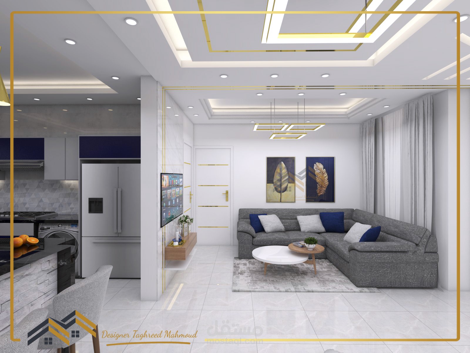 interior desgin living and kitchen | مستقل