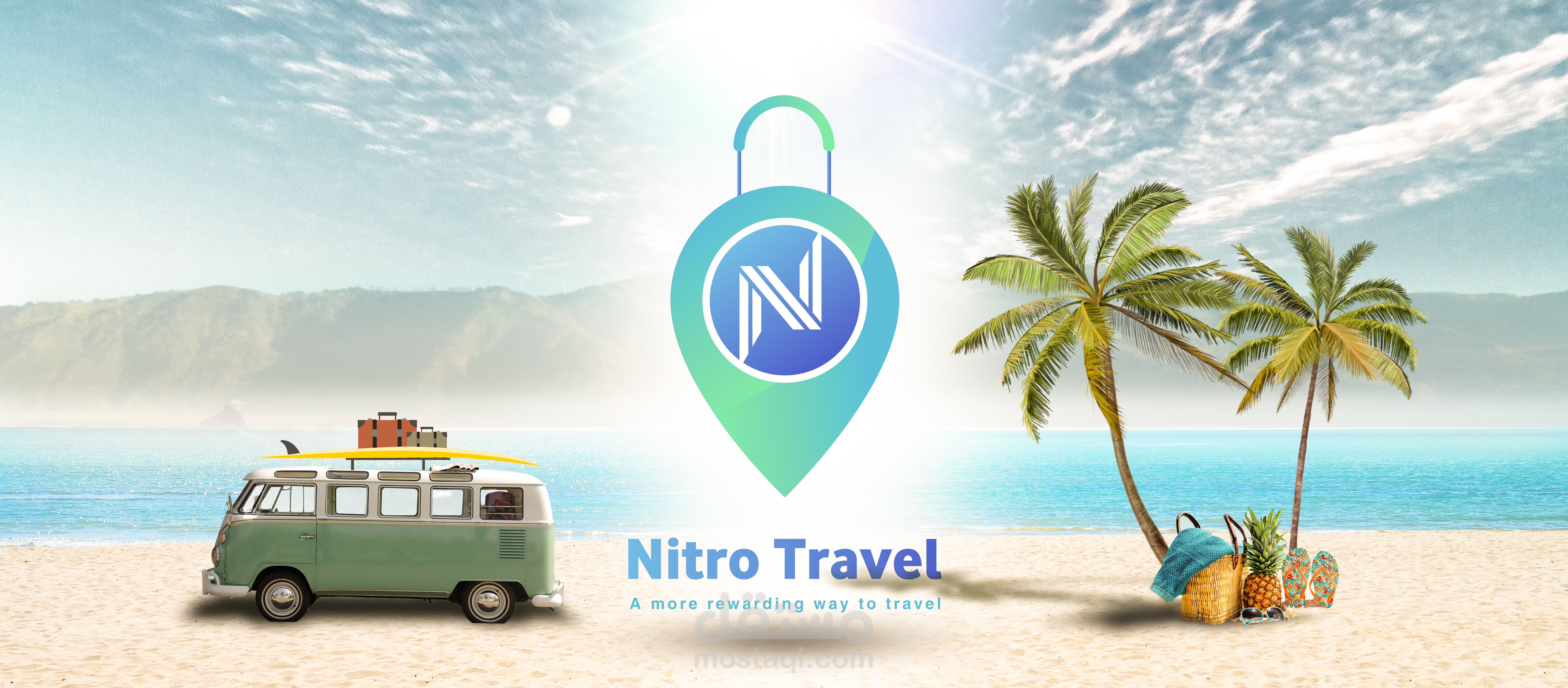 لوجو وكافر لشركة Nitro Travel للسياحة والرحلات