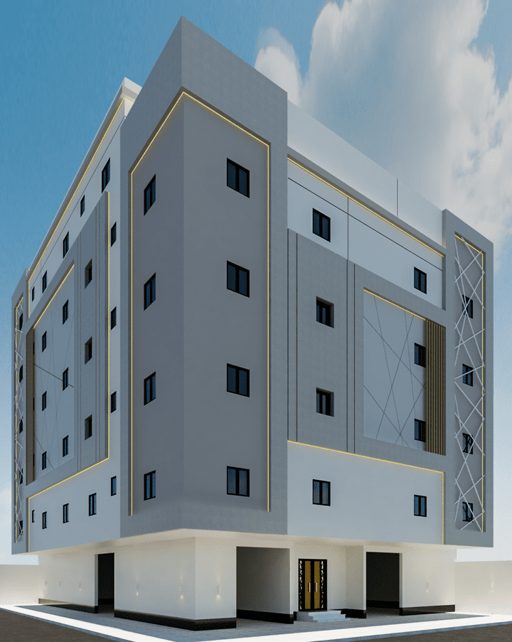 تصميم واجهتين عمارة سكنية بالسعودية