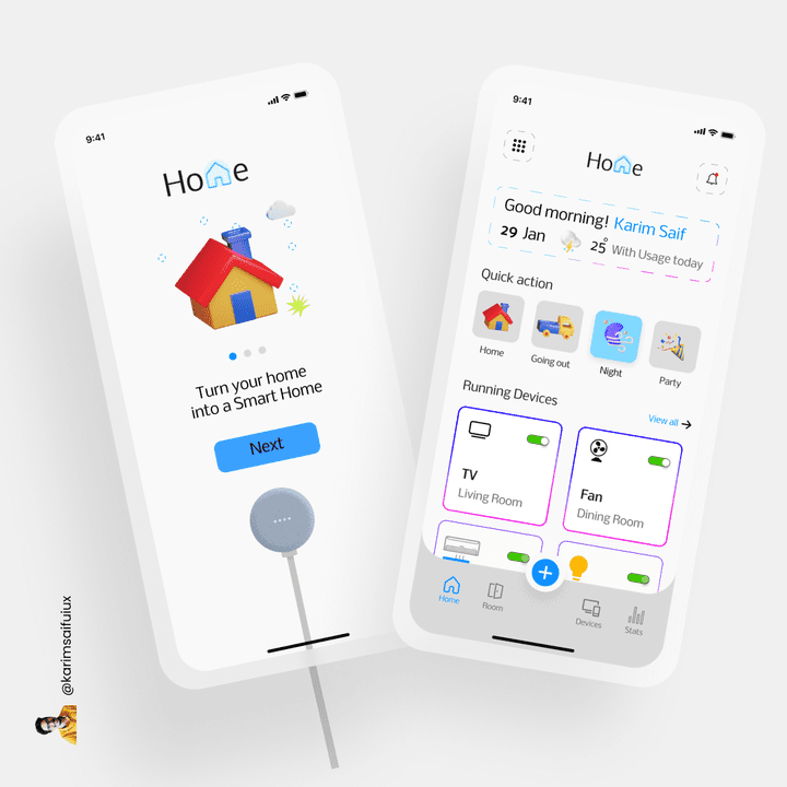 تصميم تطبيق لبيت ذكي )Smart Home App Design (Light/ Dark Mood