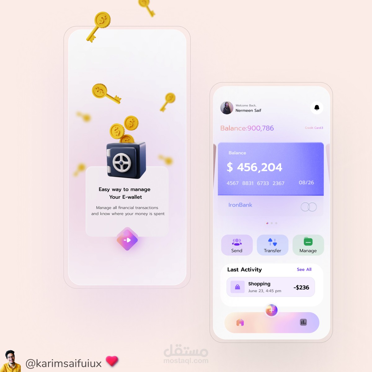 تطبيق لحفظة الموبايل Wallet App Design