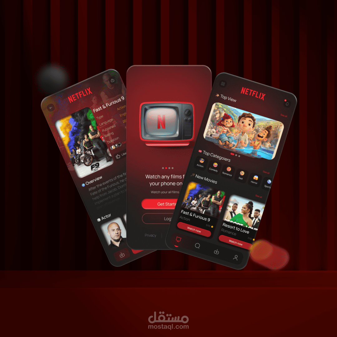 Netflix App Design اعادة تصميم تطبيق نيتفلكس