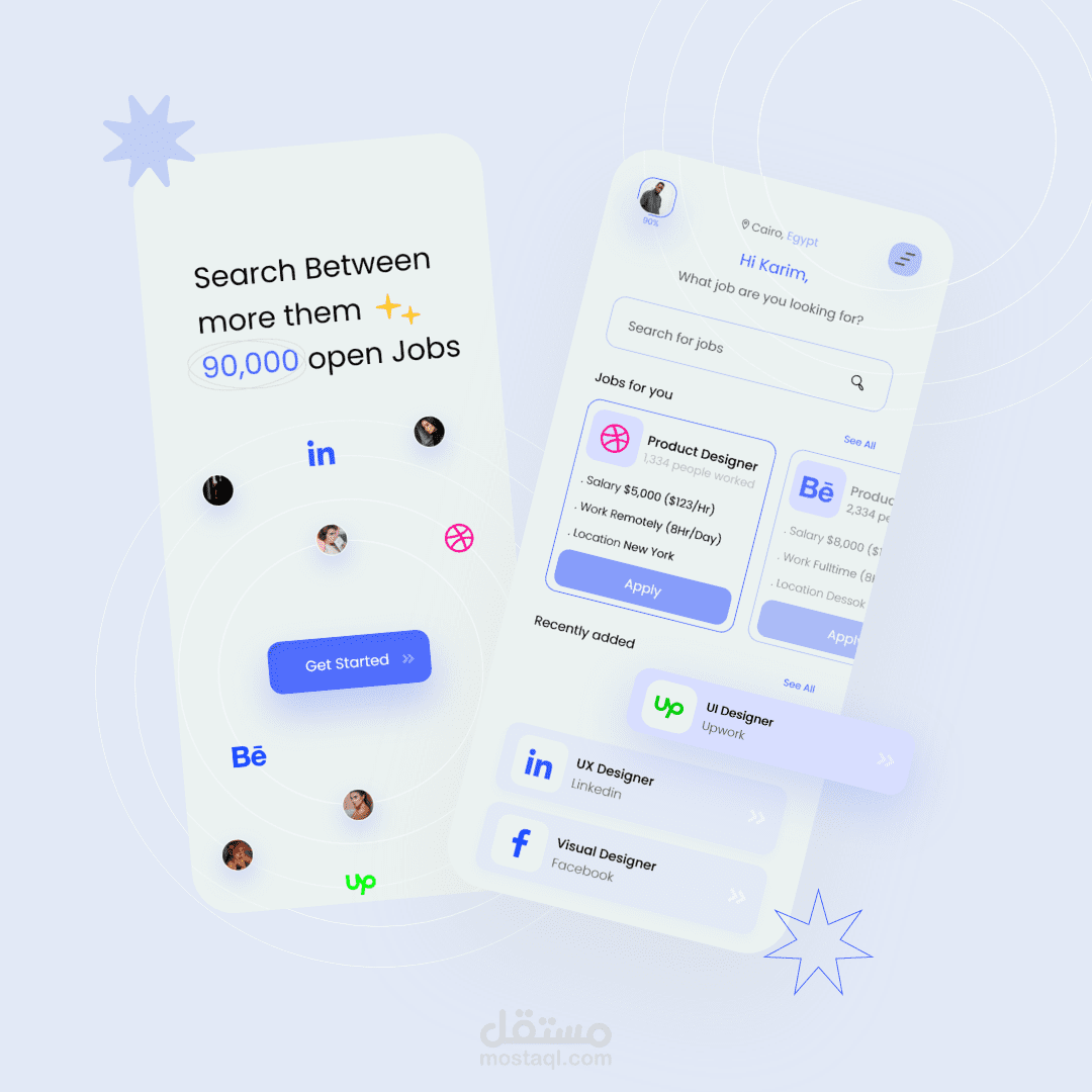 Job Finder App Design تصميم تطبيق للبحث عن وظيفة