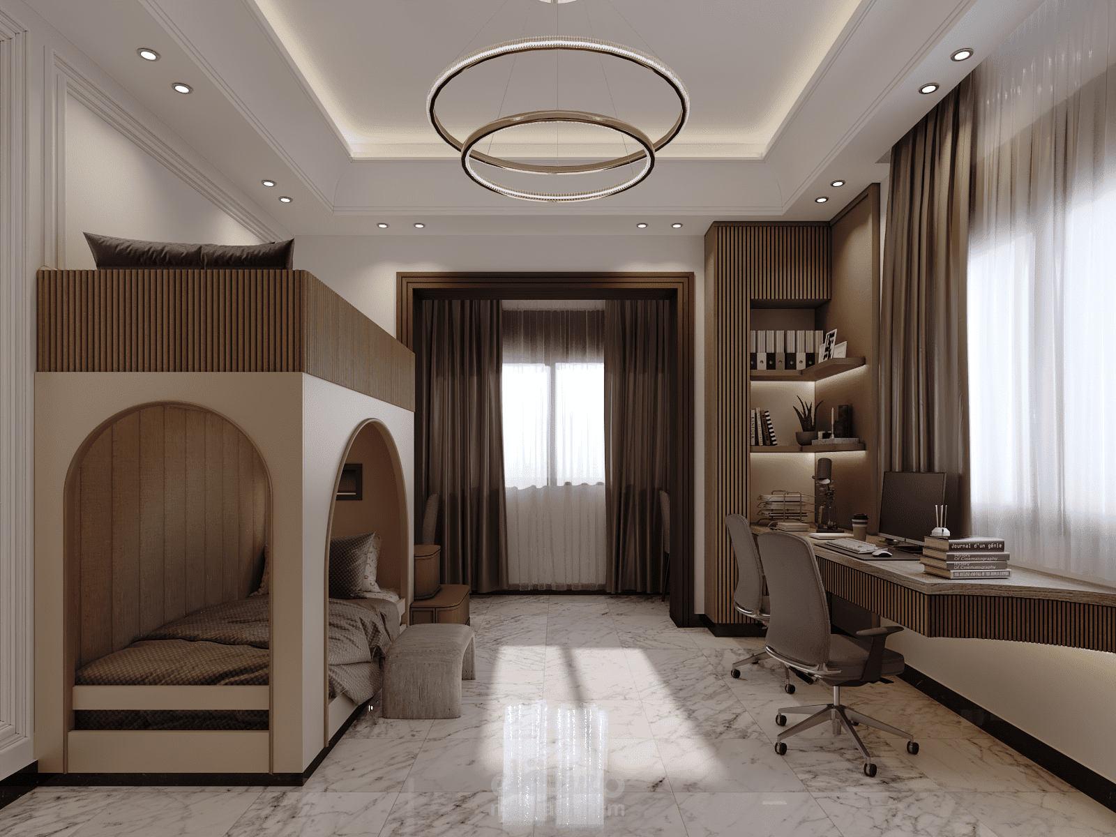 تصميم داخلي لغرفتي نوم أولاد