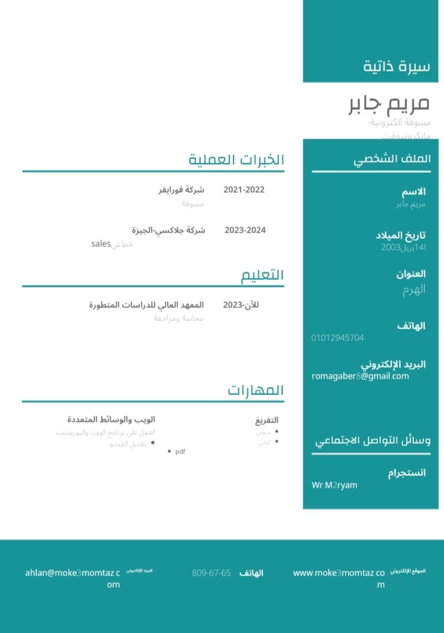 تصميم سيرة ذاتية احترافية