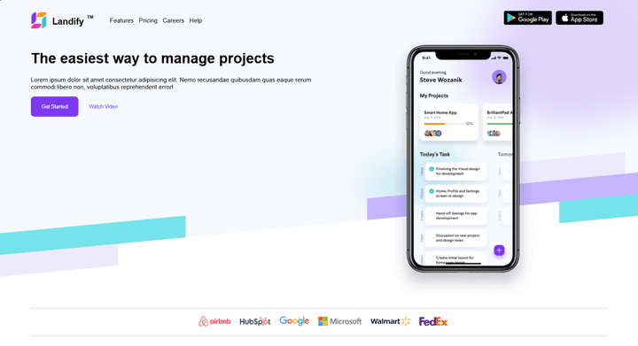 Landify landing page