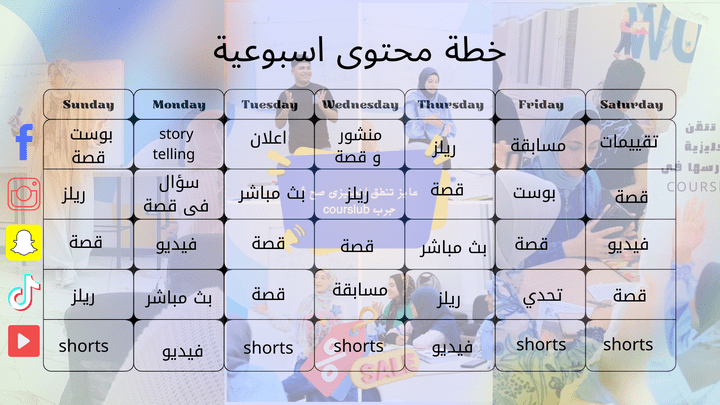 خطة محتوى تسويقية للنشر على منصات التواصل الاجتماعي