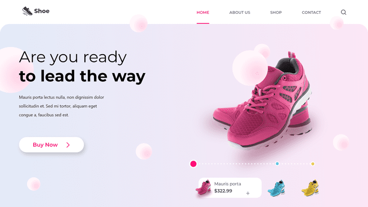 landing page for shoes store