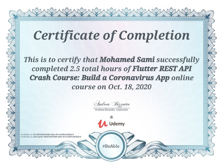 udemy certificate