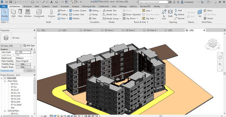 رسم مبنى باستخدام برنامج الريفيت Revit