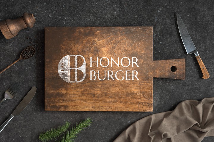 تصميم شعار لمطعم Honor burger