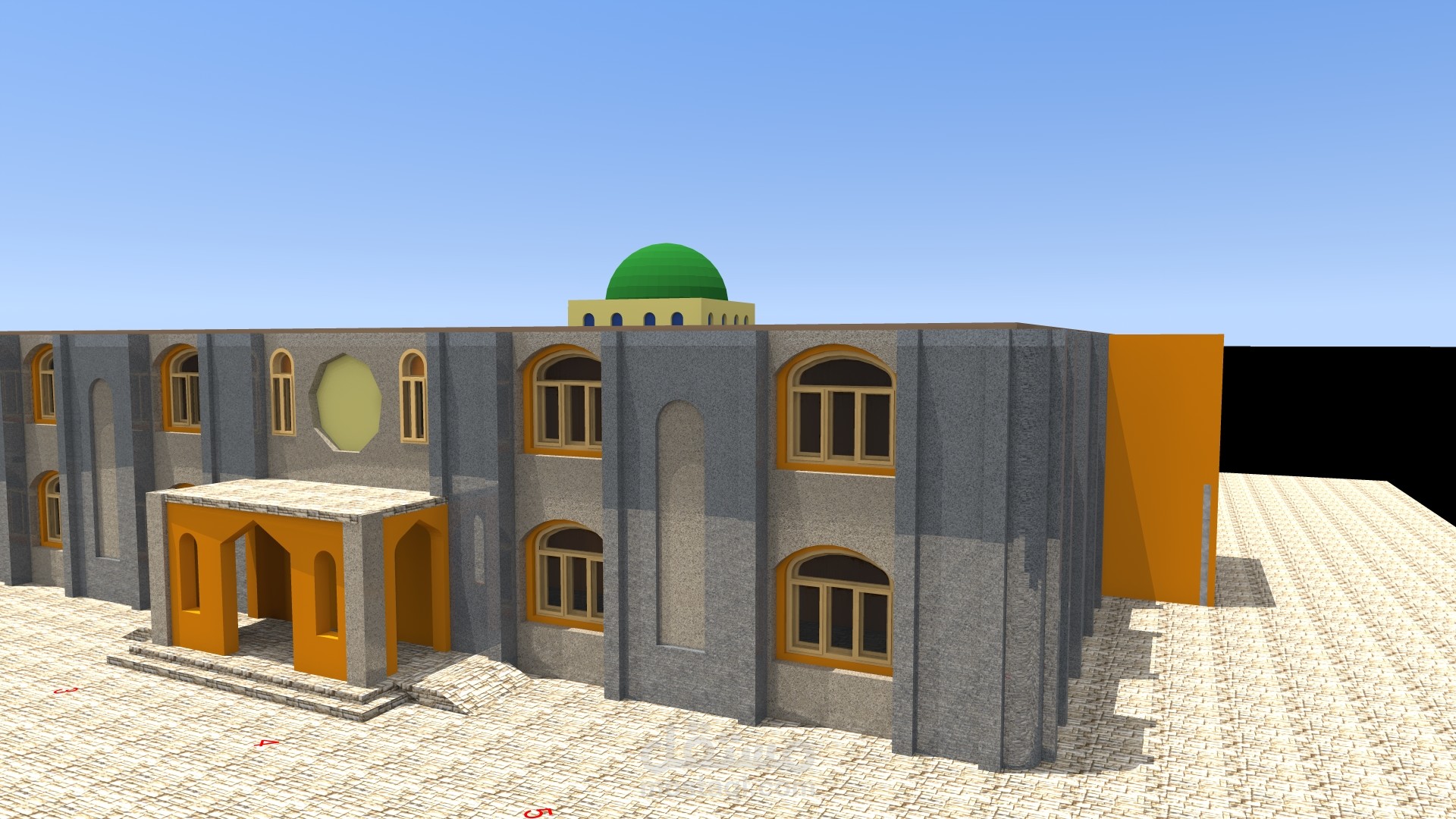 منظور خارجي لمسجد                           3D design of a mosque