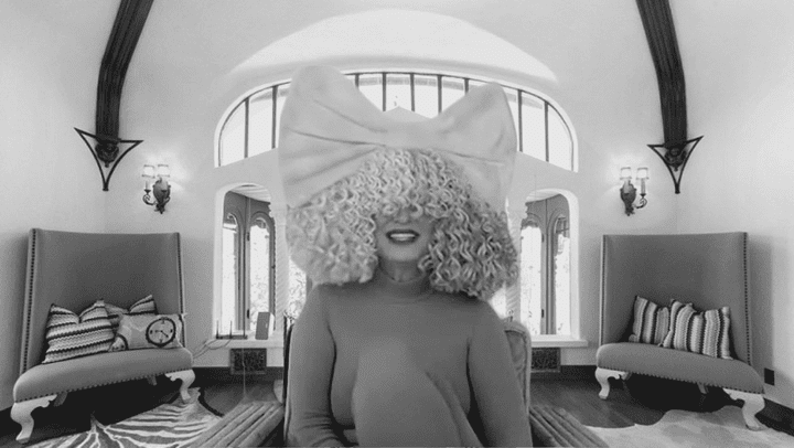 Sia at home in black & white