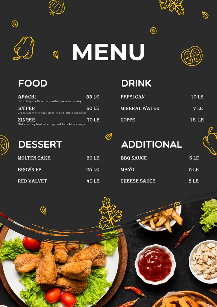 fast food restaurant menu