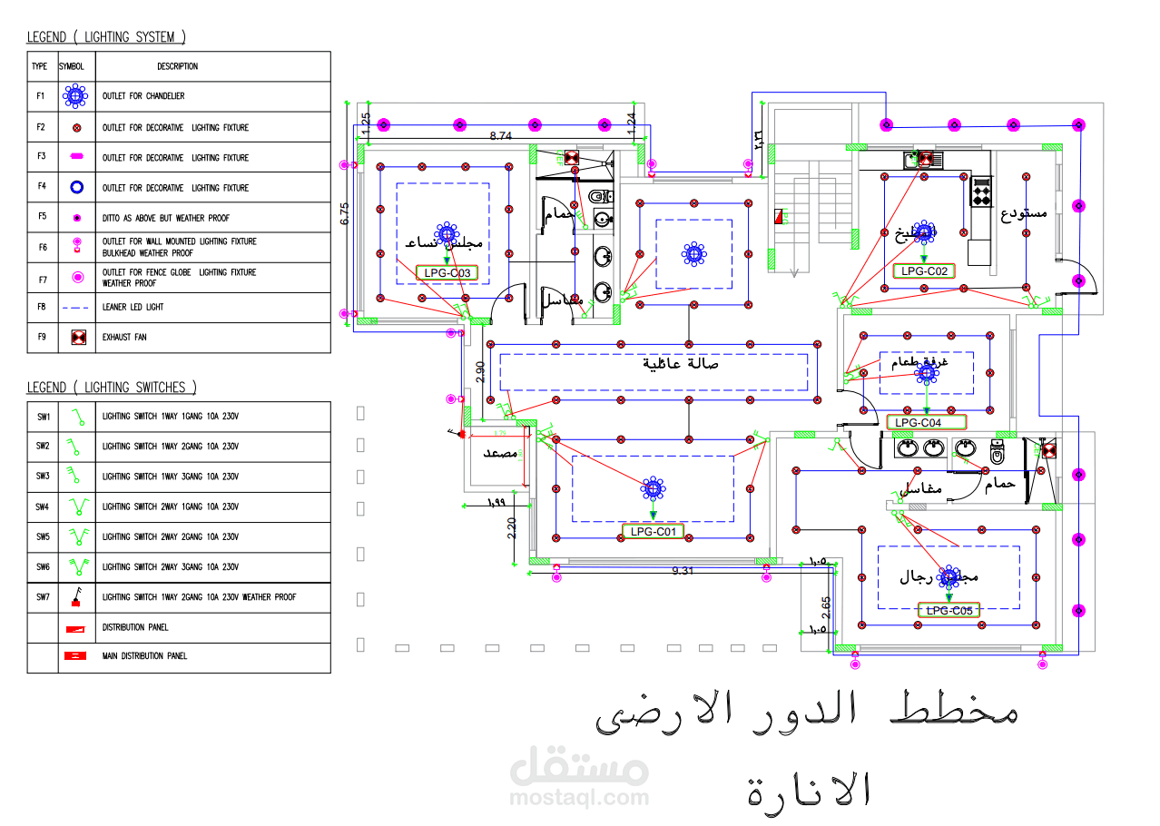 تصميم مخططات الكهرباء للفلل والمشاريع