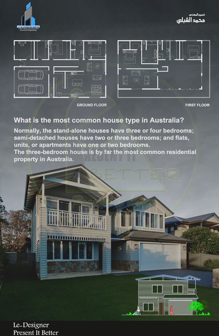 دراسة و إعداد مخططات معمارية و انشائية لسكن في استراليا