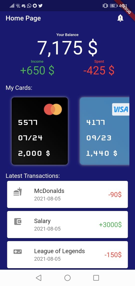 Wallet app - تطبيق محفظة