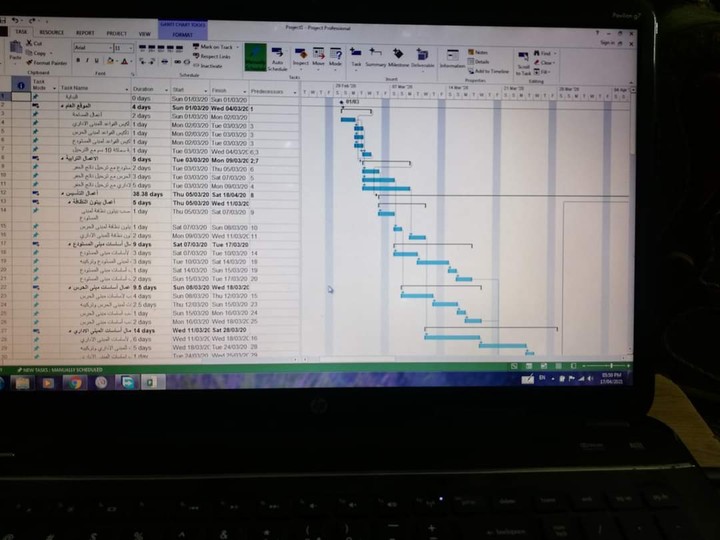 وضع واعداد مخطط زمني باستخدام ms project