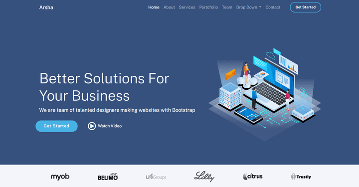 Arsha landing page