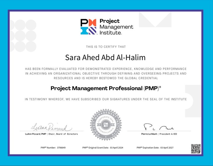 مديرة مشاريع محترفة مع شهادة PMP وخبرة في استخدام ASANA و Jira