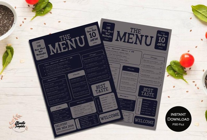 تصميم منيو قائمة طعام menu design