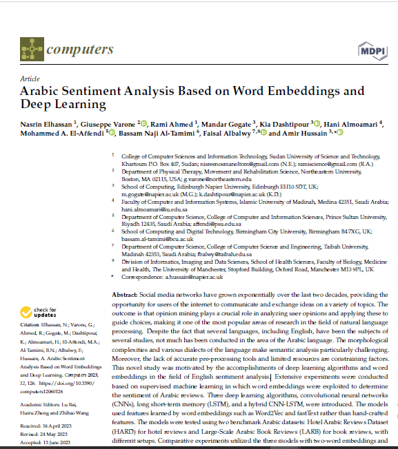 Arabic Sentiment Analysis Based on Word Embeddings and Deep Learning