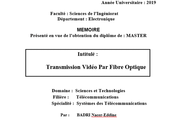 Transmission vidéo par Fibre optique