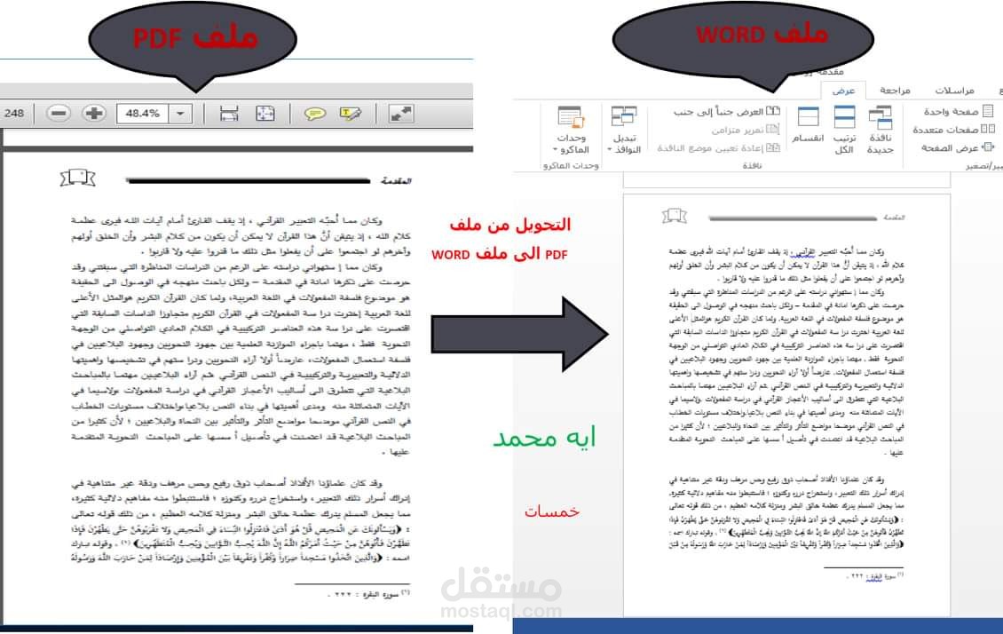 تفريغ نصوص من pdf الى word